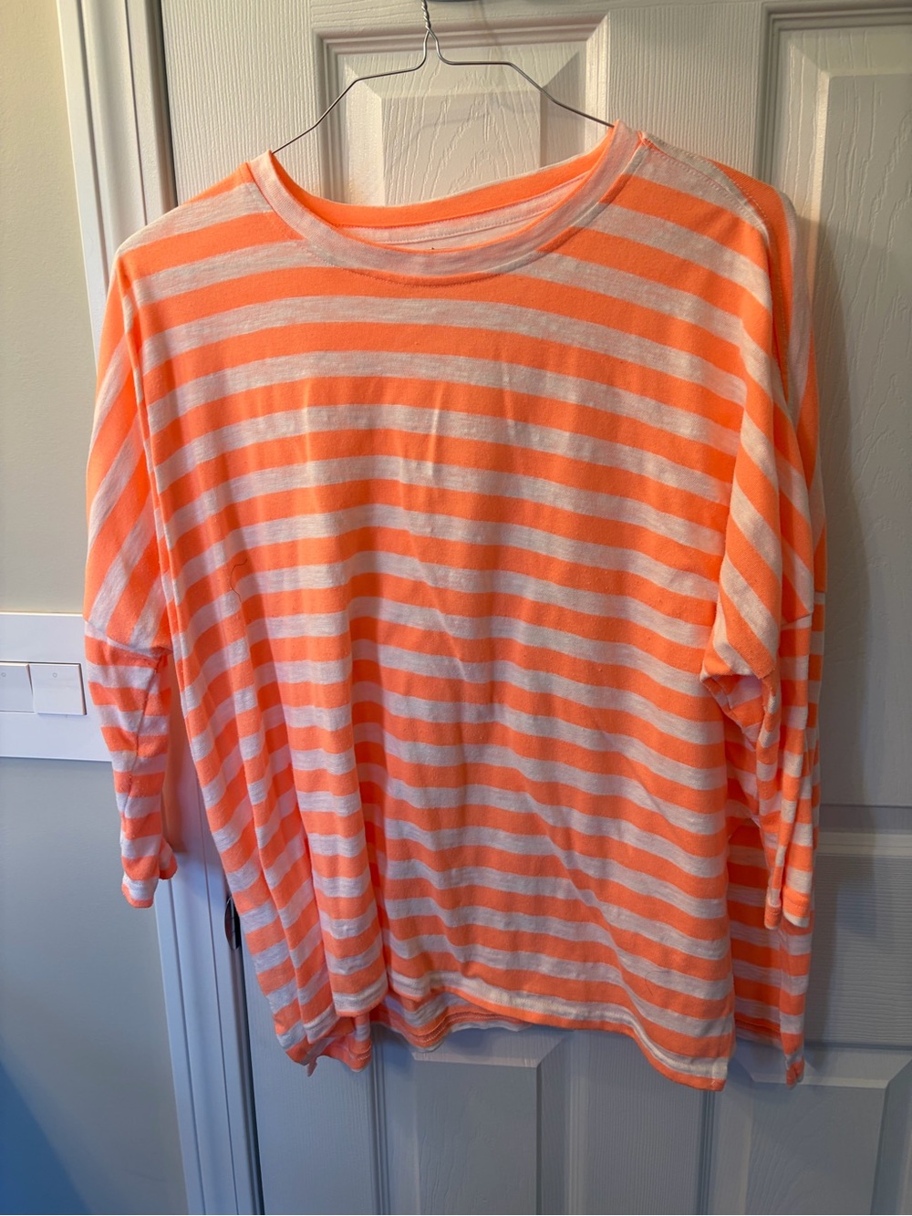 Striped Orange Sherbet and White Women’s Long-Sleeve Top